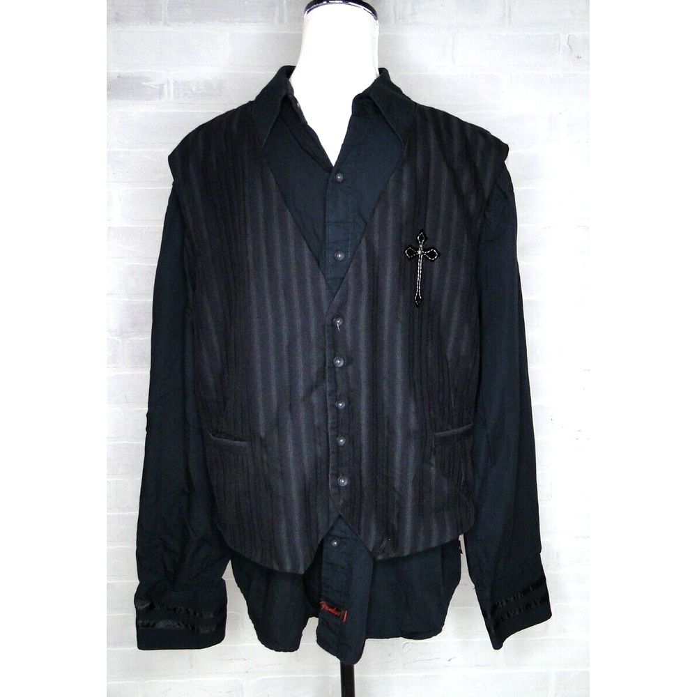 Fender  Men's‎ Embroidered Long Sleeve with built in vest Shirt Size XL